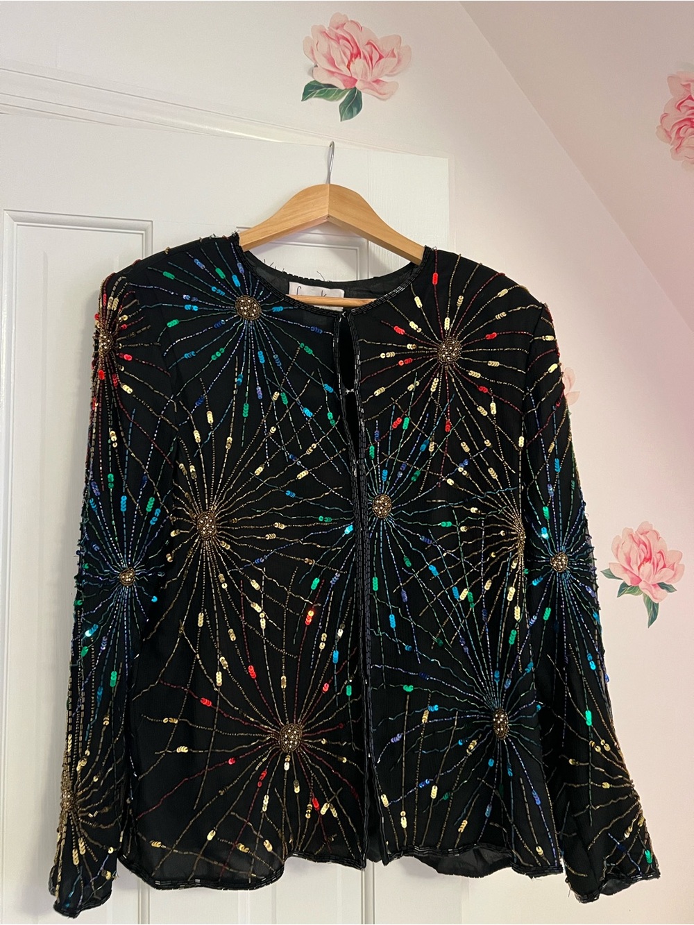 Vintage Laurence Kazar 100% Silk Beaded Sequin Jacket